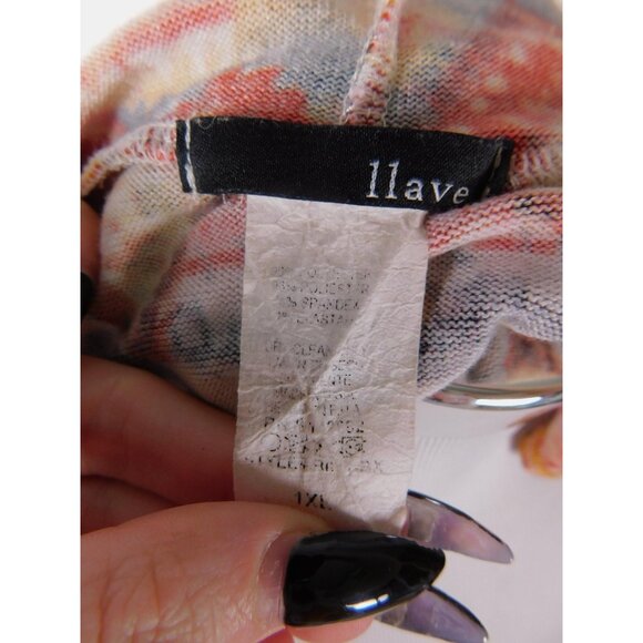 Bohemian Fringe Hooded Vest 1X By Llave Red & Orange Geometric Pattern - Picture 4 of 10